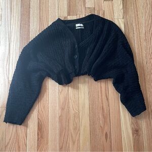 Urban Outfitters Cropped Cardigan Womens Small Black Ribbed Knit Shrug Oversized